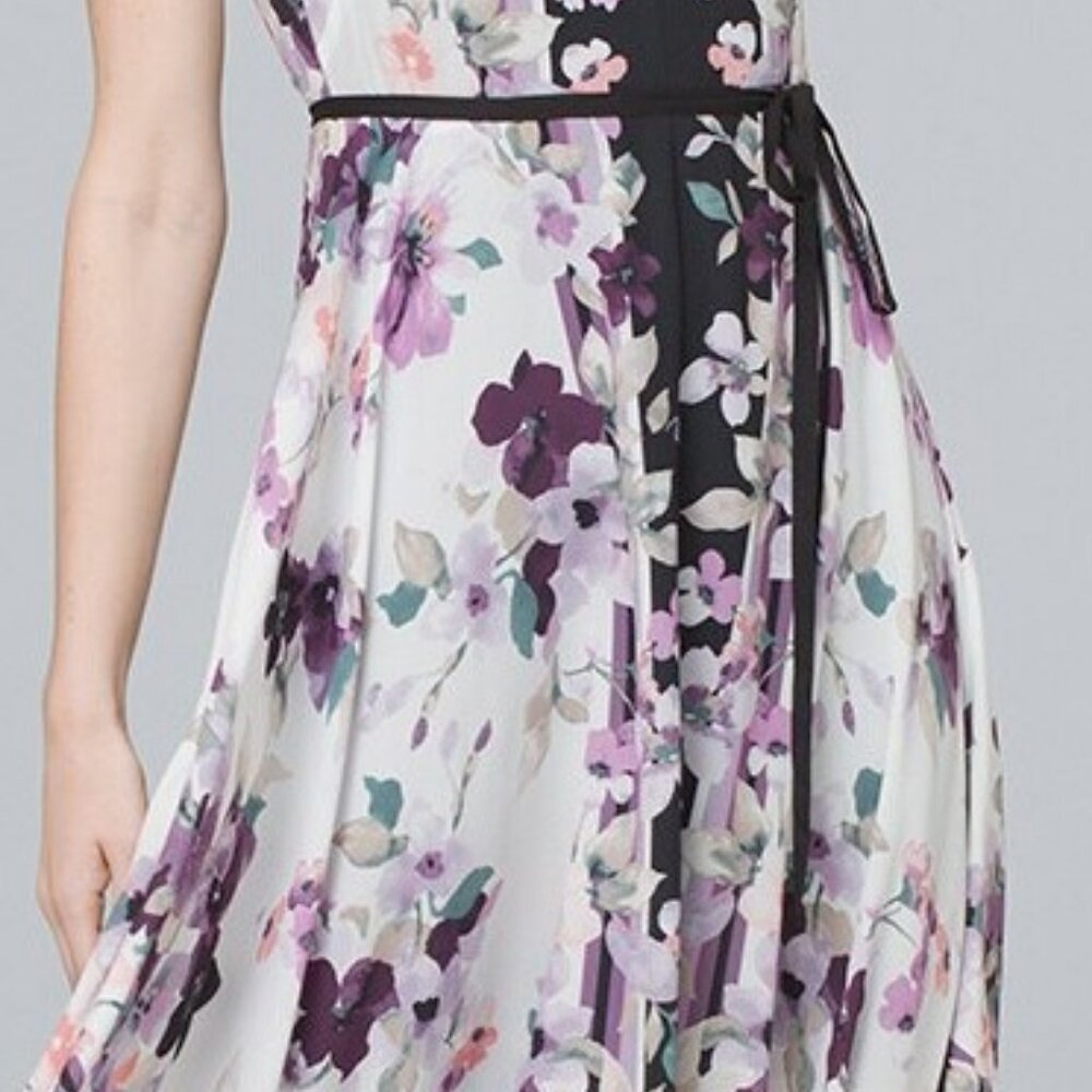 WHBM $150 GORGEOUS! Floral Handkerchief-Hem Dress Lilac Lavender 14 - Picture 7 of 8